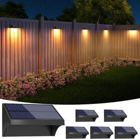 Niorsun 736091741033 Outdoor Fence Lights 6 Pack Waterproof Led Solar Black