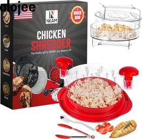 Nkam 744110648416 2-piece Chicken Shredder Tool Bundle - Large Red Meat And Transparent Shr