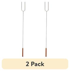 9195 Nobrand 2 Pack 41 Inch Chromed-steel Wooden Handle Roasting Camp Forks