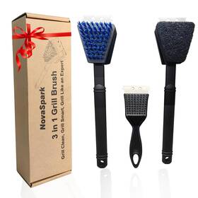 Novaspark 753873426636 Nylon Grill Brush No Wire Bristle Barbecue Cleaning Kit Safe Gril