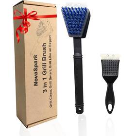 Nova0004 Novaspark Nylon Grill Brush Cleaning Kit No Wire Bristle Bbq With Scraper Safe