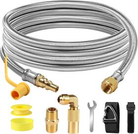Nqn041 Nqn 313098011033 12ft Propane Quick Connect Hose Rv To Gas Grill 1/4 Inch Female With Elbow Adapter