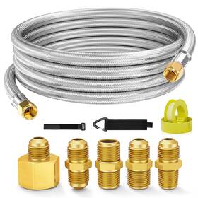 Bsgycg123 Nupick 12ft Propane Extension Hose High Pressure Braided Stainless Steel With 3/8 Inch