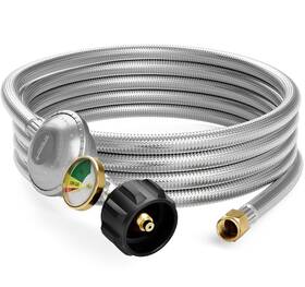 Gh002 Nupick 12 Ft Propane Regulator Hose With Gauge Heavy-duty Stainless Steel Fits