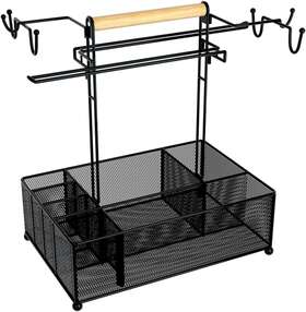Oiyue 691040584454 Large Bbq Grill Caddy - Mesh Basket With Paper Towel Holder