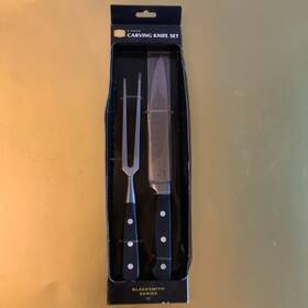 6837889r04 Oklahoma Joes Brand New Joe S Blacksmith 2 Piece Carving Set Riveted Knife And Fork Bbq