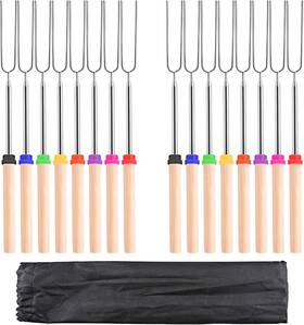 On123go 192687622078 Marshmallow Roasting Sticks 32inch 16pcs Telescopic Barbecue Forks Retractable