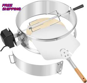 Only Fire 726084095007 Stainless Steel Multi Purpose Rotisserie&pizza Combo Kit For Weber 18 Inch