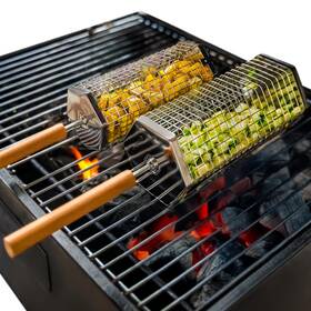 Otwrgb2 Otawe 2 Pack Rolling Grill Basket Stainless Steel Grilling With Lid Gray