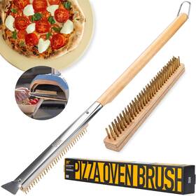 Ouii 313047320308 26ftft Pizza Oven Brush With Stone Scraper - Includes 2 Heads Heat-resistant