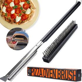 Ouii 746729462490 26ftft Pizza Oven Brush With Stone Scraper 26-inch Black - 2 Heads