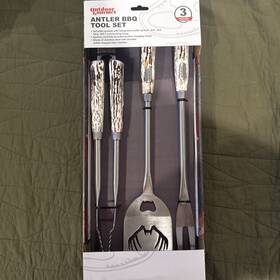 Outdoor Gourmet/academy Ltd. 420001201266 3 Piece Antler Bbq Tool Set With Stainless Steel Handles