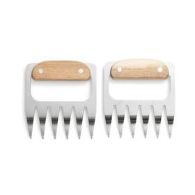 Outset 876824760068 Stainless Steel Meat Shredding Bear Claws With Acacia Wood Handles