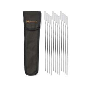 Outset 876824761454 76145 Stainless Steel Paddle Skewers And Canvas Bag Silver