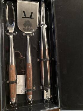 Qj00 Outset Crest Invitational Promo Bbq Tool Set 3 Piece Stainless Steel New Maybe