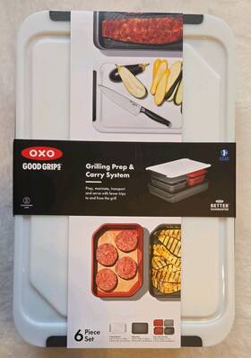 11329300 Oxo Prep And Carry System 6 Piece Set 1 Main Cutting Board Lid 2 Med Container