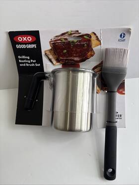 Oxo 840097700946 Good Grips Stainless Steel Grilling Basting Pot And Brush Set Bbq Sauce Warmer