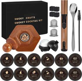 Jwj-001 Palato 23 Pcs Whiskey Smoker Kit With Torch - 12 Wood Chips Ice Ball Molds Cocktail Sm
