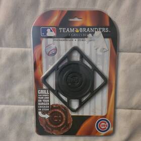 Pangea 815580017467 Team Branders Mlb Baseball Chicago Cubs Burger Bbq Grill Brander Cast Iron