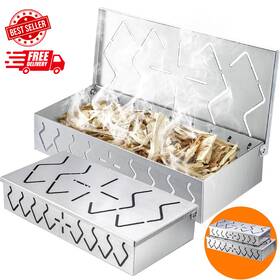 Pariplus 445046334314 Smoker Box For Gas Grill 2-pack Stainless Steel Wood Chip Boxes Wit