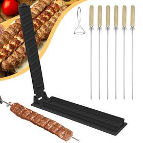 Paxlinsen 750939080825 Kebab Maker Plastic Press With 6 Stainless Steel Skewers And 1 Peeler Kabob