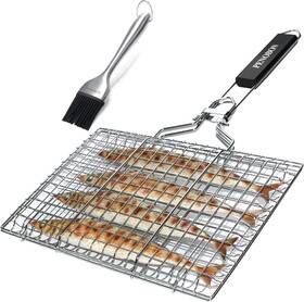 Penobon 445040522526 Fish Grilling Basket Folding Portable Stainless Steel Bbq Grill For