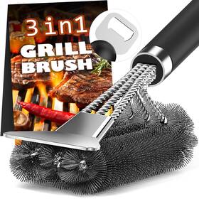 Bbq-02 Pepeng Grill Brush With Scraper Nonslip Handle Bbq For Outdoor Bottle Opene