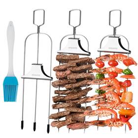 Pfieifpo 768472188786 3pcs Grilling Savant 3 Way Skewers 14 Inch Metal For Easy To