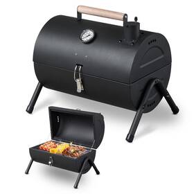 Piler 747495837703 Portable Table Top Charcoal Grill With Thermometer 13.5x8.5 Inch Black