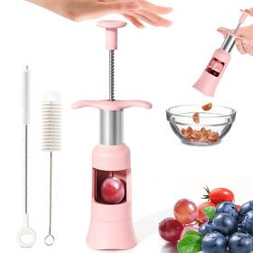 Piu-us-016 Piugeru Grape Cutter Slicer With Two Straw Brushes And Types Of Slicing Coral Pink