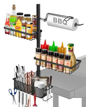 Gc114 Poggkt Grill Caddy For Outdoor Bbq With Paper Towel Holder Griddle