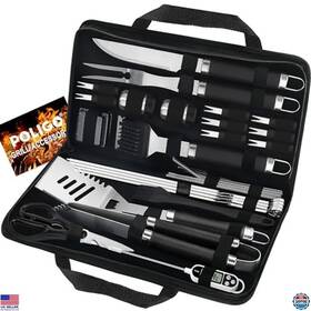 B0993g6pqb Poligo 29 Pcs Stainless Steel Bbq Grill Tools Set With Storage Bag - Ideal Gift