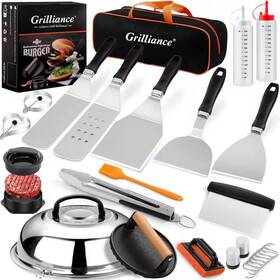Primehome 313106137144 27-pieces Griddle Kit Enlarged Spatula Basting Cover Burger Press Bbq