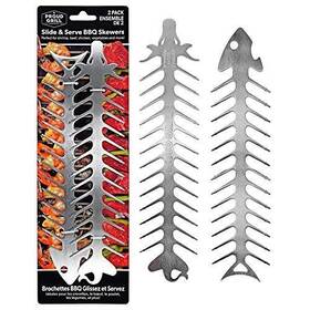 Proud Grill Company 827732000067 Slide And Serve Bbq Skewers - Set Of 2 Stainless Steel Reusable Bar