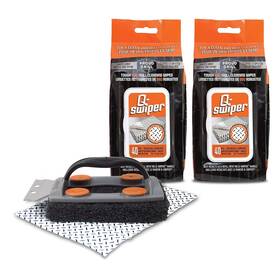 Proud Grill Company 827732000203 Q-swiper Bbq Cleaner Set - 1 Brush With Scraper And 80