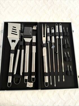 Pure Garden 313092043016 16-piece Stainless Steel Bbq Grill Tool Set With Aluminum Case - New Never Used