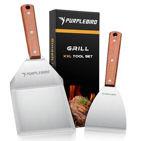 Gas-001 Purplebird Extra Large Grill Spatula Set Stainless Steel Smash Burger Kit 5.5x5 Inch Bbq