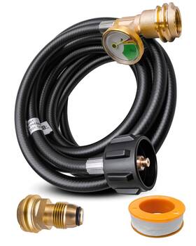 Jwycg0306cx6 Qaggum Propane Tank Extension Hose 12 Ft With Gauge Adapter Converts P