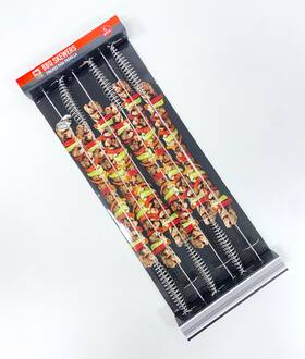 844018 Range Master 6 Piece Stainless Bbq Skewers Set Flat Shish Kebob Kebab Kabab Souvlaki Shashlik
