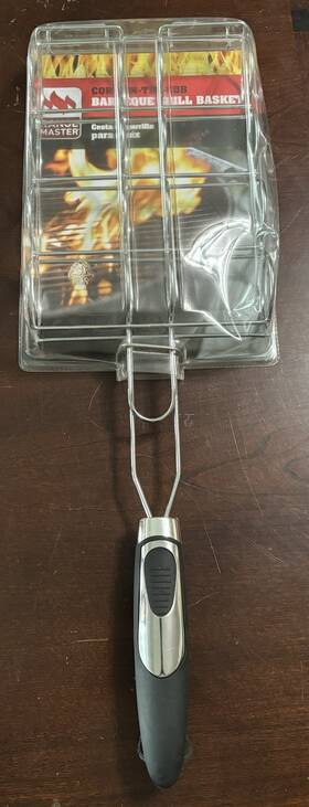 92077 Range Master Chrome Plated Barbecue Grill Basket For Vegetables Non-slip Handle