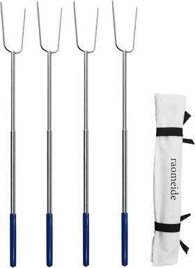 Raomeide 793288671214 32 Inch Heavy Duty Hot Dog Roasting Sticks For Campfire Smores Fire Pit