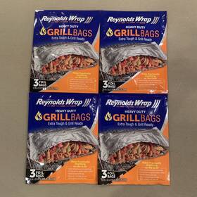 Reynolds 010900684286 4 Packs 12 Total Bags Extra Heavy Duty Foil Grill 3 Count Each