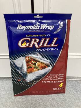 Reynolds Wrap 010900001281 Pack Of 4 Extra Heavy Duty Foil Grill Oven Bags New Discontinued