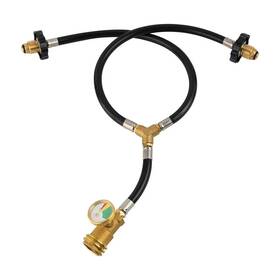 Roastove 727536779933 Universal Two Way Pol&qcc Y Splitter Hose With Gauge To Connects 5-100lbs Pro