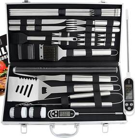 14828955662 Romanticist 28-piece Bbq Accessories Set With Ultra-fast Meat Thermometer