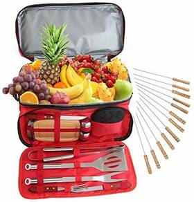 697045401 Romanticist Heavy Duty Bbq Grill Accessories Set With 15 Can Cooler Bag - 24pc