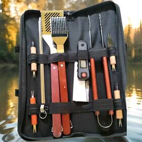 Room Essentials 679077125901 17 Piece Bbqtool Set With Zipper Black Case Stainless Steel/wood