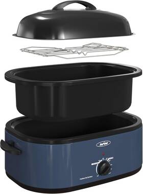 Zer001db Royalcraft Roaster Oven With Self-basting Lid 18 Quart Electric Blue