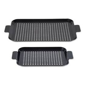 Bq-gt2 Rsvp Porcelain Coated Steel Bbq Grill Tray/pan Small 13x7.25 Inch /medium 16.75x10