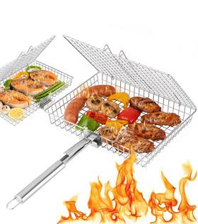Rtt 762206821413 Grill Basket Set For Outdoor Grilling - Large Capacity Fish And Rack Food Grade